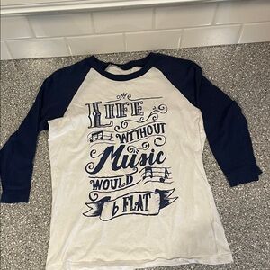 Navy and White womens Music Shirt